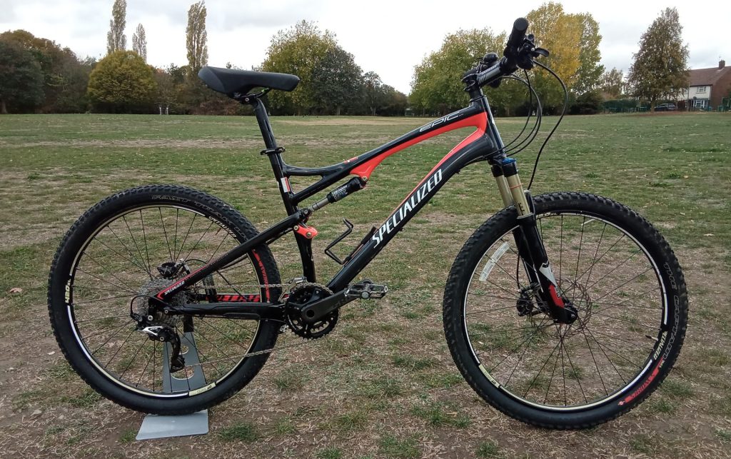 specialized epic fs, 26 wheel, large frame, 1 x 10 gears, blackred