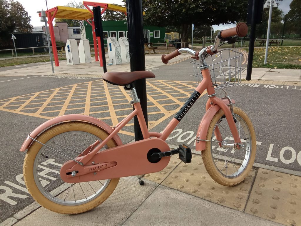 veloretti, 16 wheel bicycle, salmon